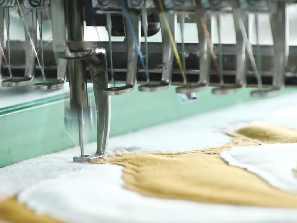 Embroidery machine at work