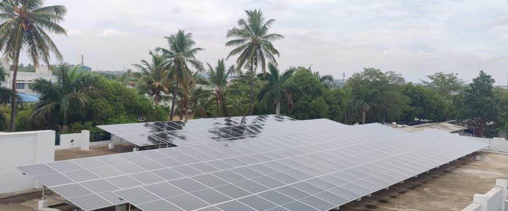Solar panels on the factory roof